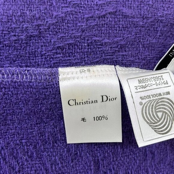 Auth DIOR/ChristianDior - Purple Wool Scarf - Picture 4 of 7